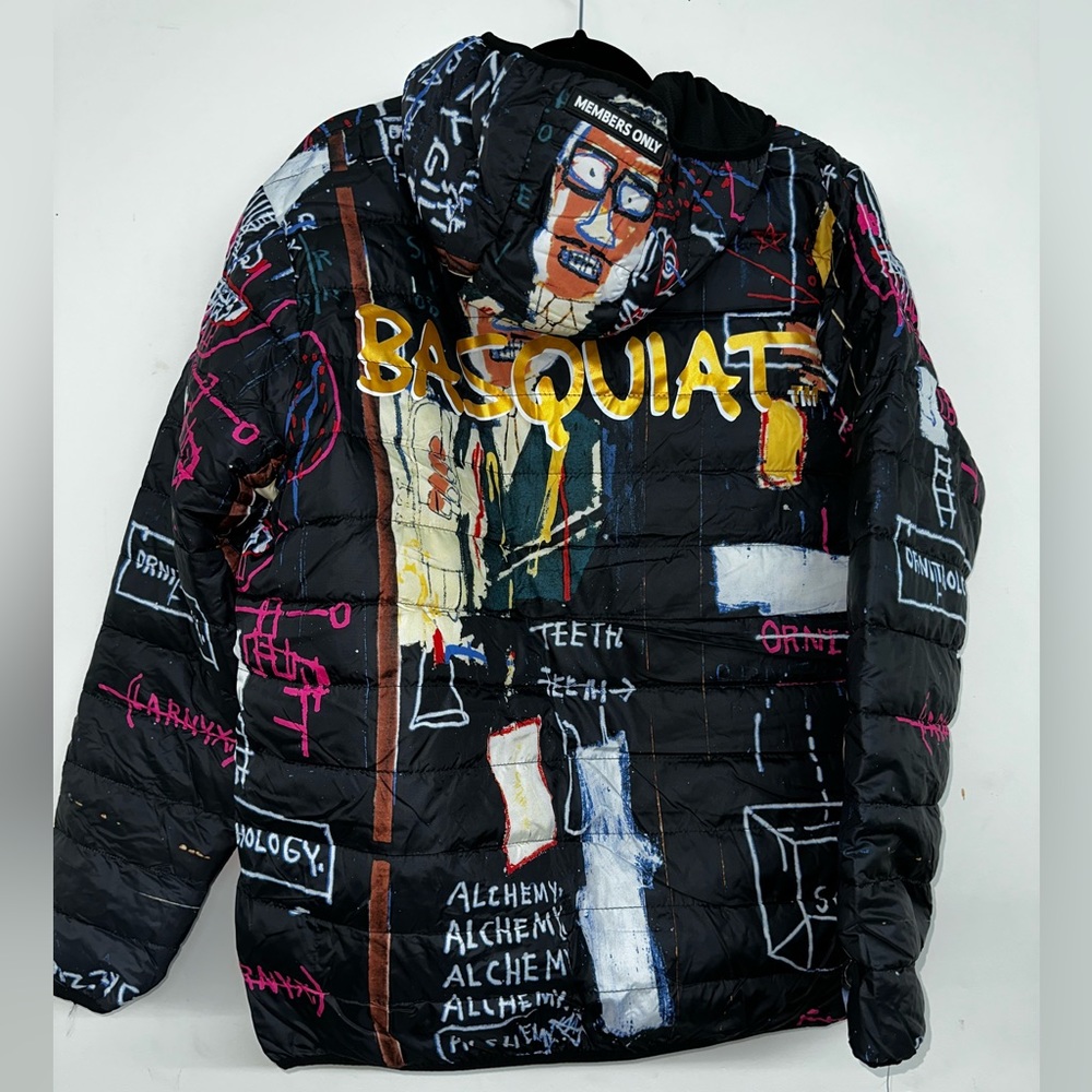 NWT Jean-Michel Basquiat + Members Only Down Puffer Packable Jacket MQ090205-BLK